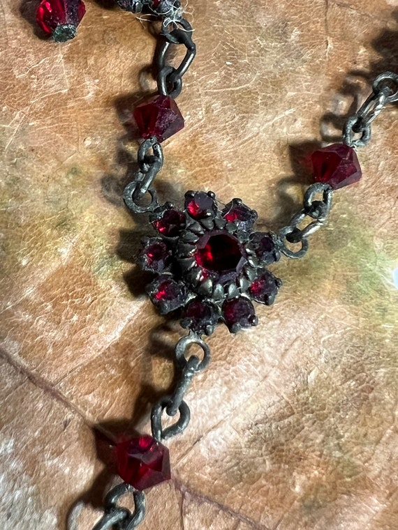 Vintage Flower Necklace Blood Red Australian Cryst