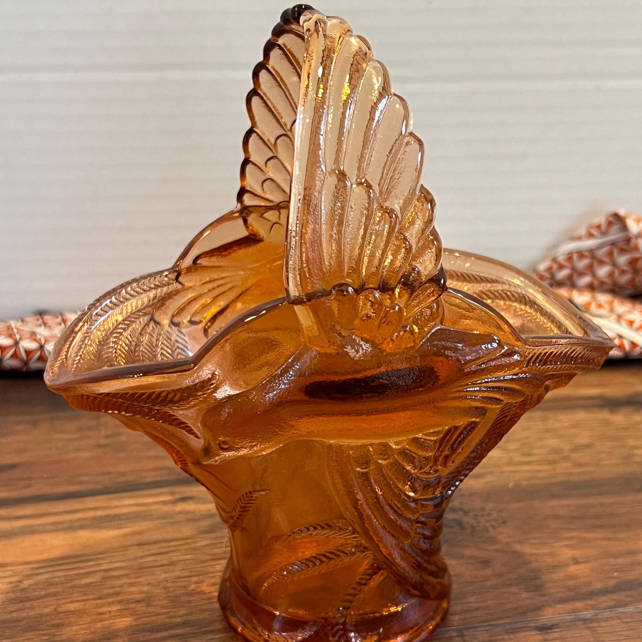 Vintage Indiana Glass Empress Bird of Paradise Basket Peach Tiara