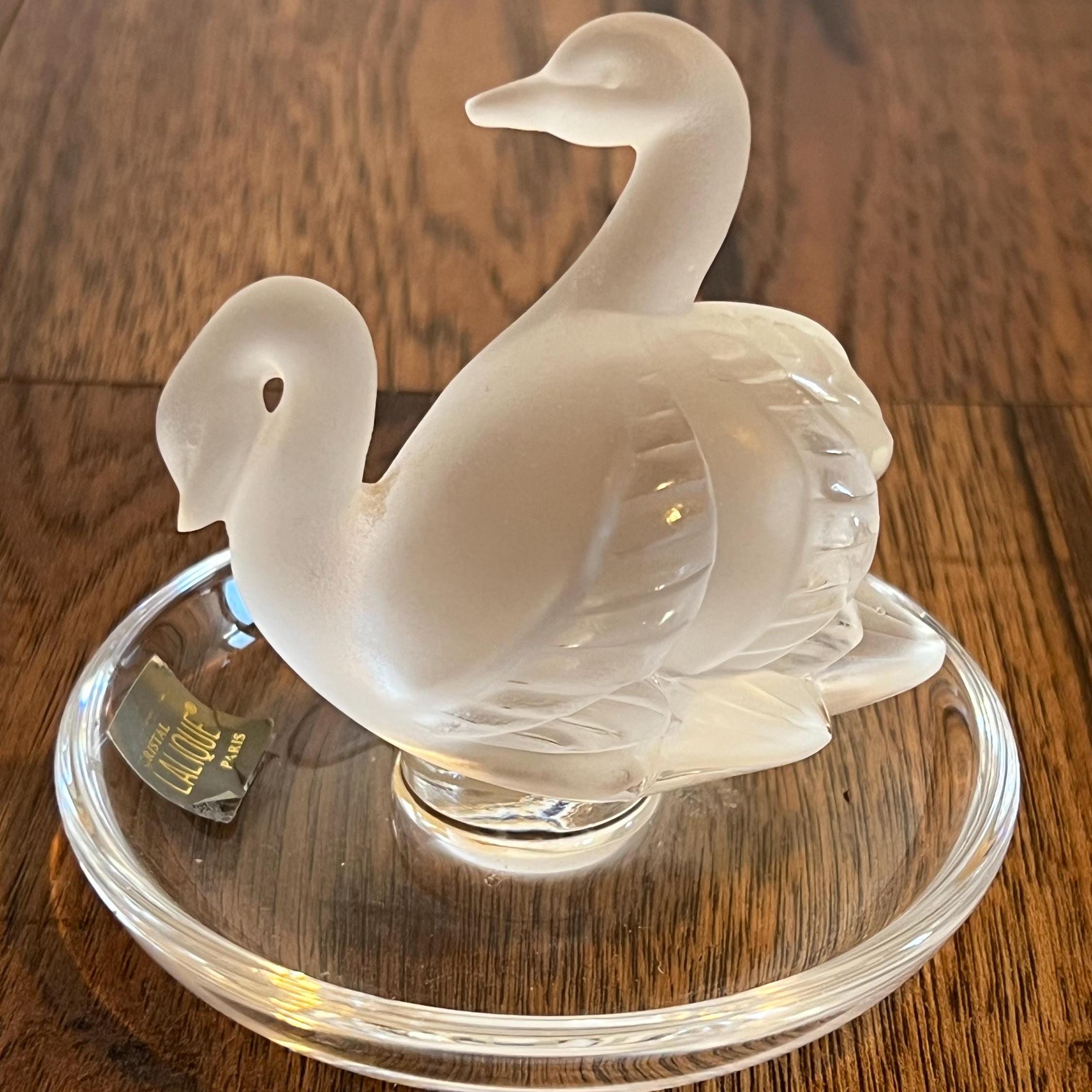 Lalique Deux Cygnes Ring/trinket Dish – Frosted & Clear Crystal