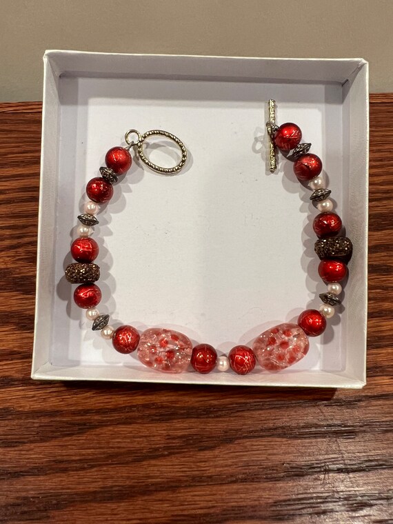 Dazzling Jewelry Set Red Multi Color Beaded Earri… - image 7