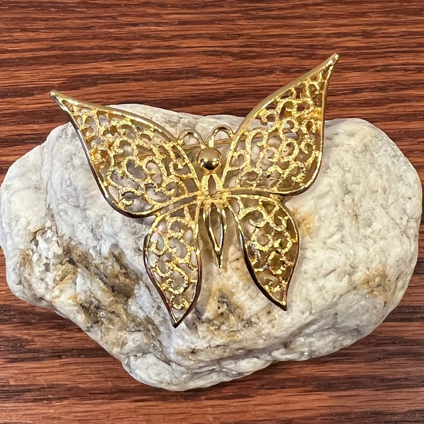 Vintage CROWN TRIFARI Gold Tone & Silver Tone Butterfly Brooch’s