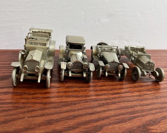 Vintage Cars Pewter Paperweight Voisin Packard Jaguar Daimler - Danbury Mint Diecast Desk Accessory - Unique Car Lover Gift Stocking Stuffer