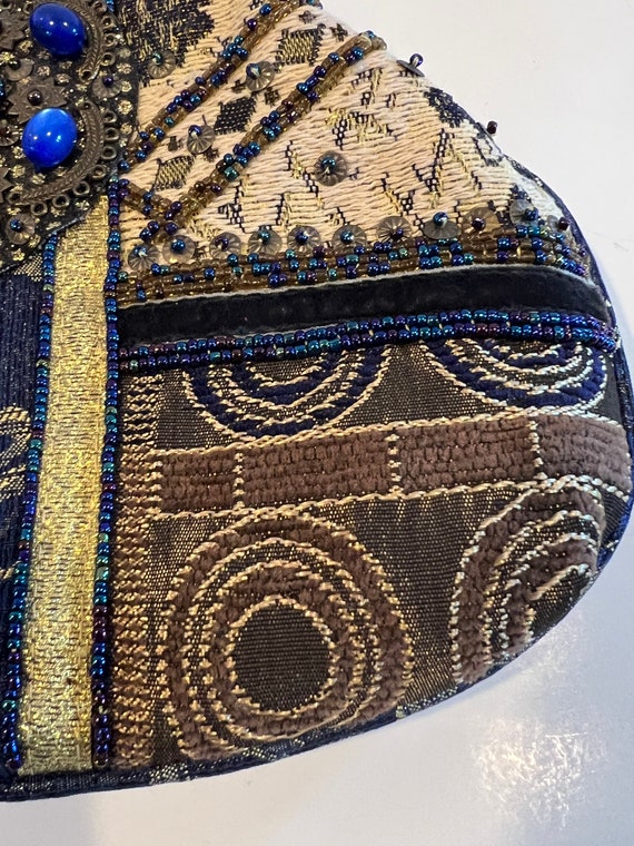 Vintage Purse Woman’s Multi Color Bag Blue Gold B… - image 5
