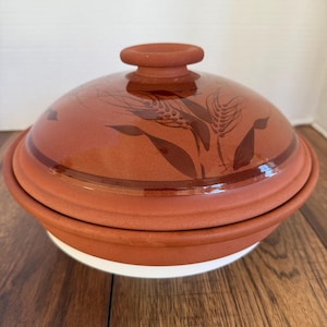 Handmade Terracotta Casserole Dish with Lid – Hand Painted Tajine Style Spanish Moroccan Clay Cookware Rustic Kitchen