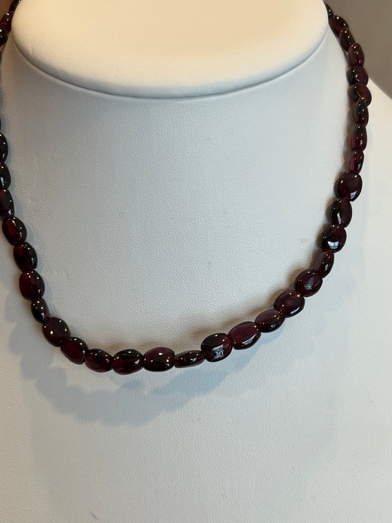 Garnet Necklace Beaded Red Cherry Color 15” - image 8