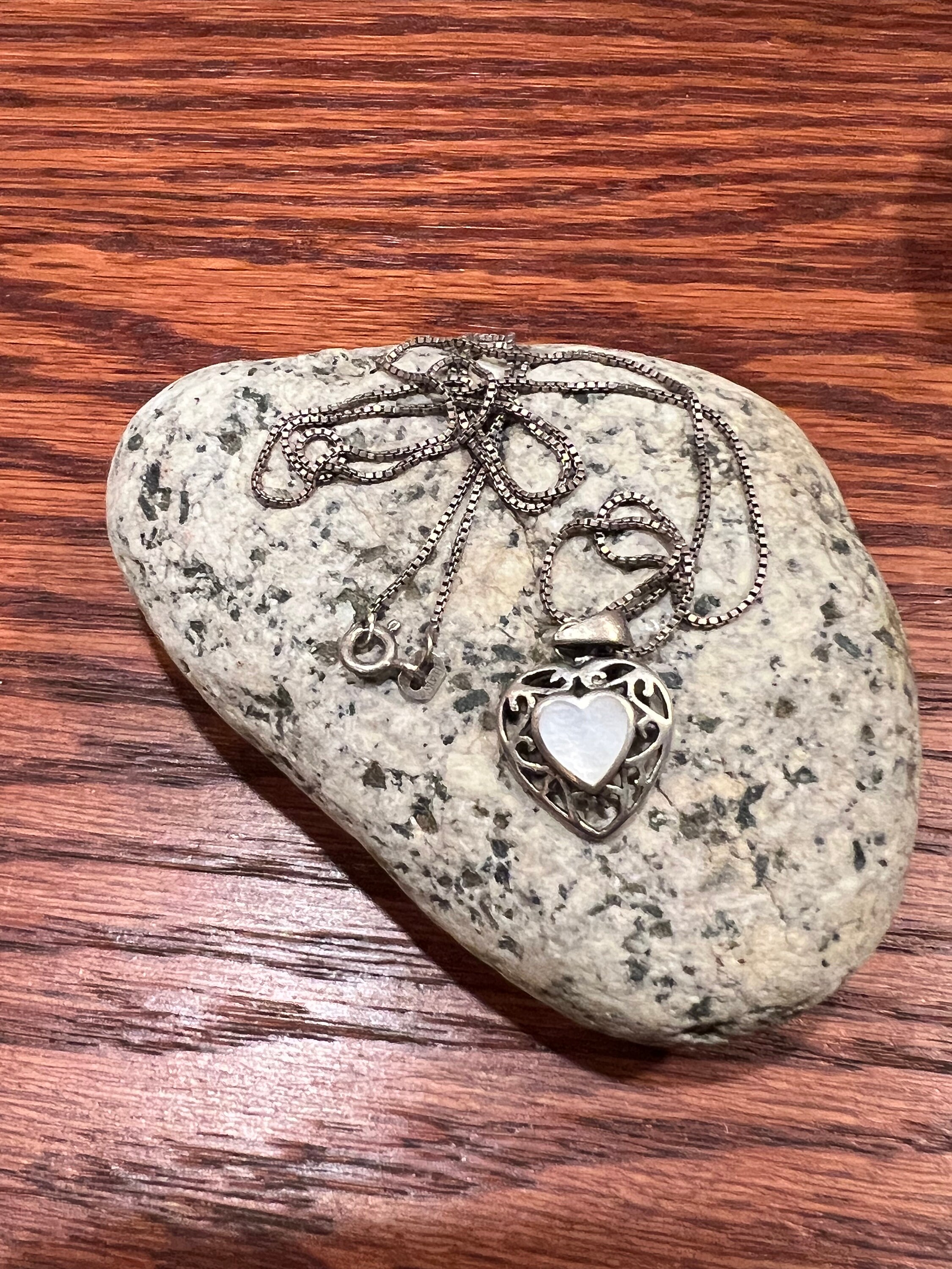 Vintage Exquisite Sterling Silver Heart Necklace 925 With