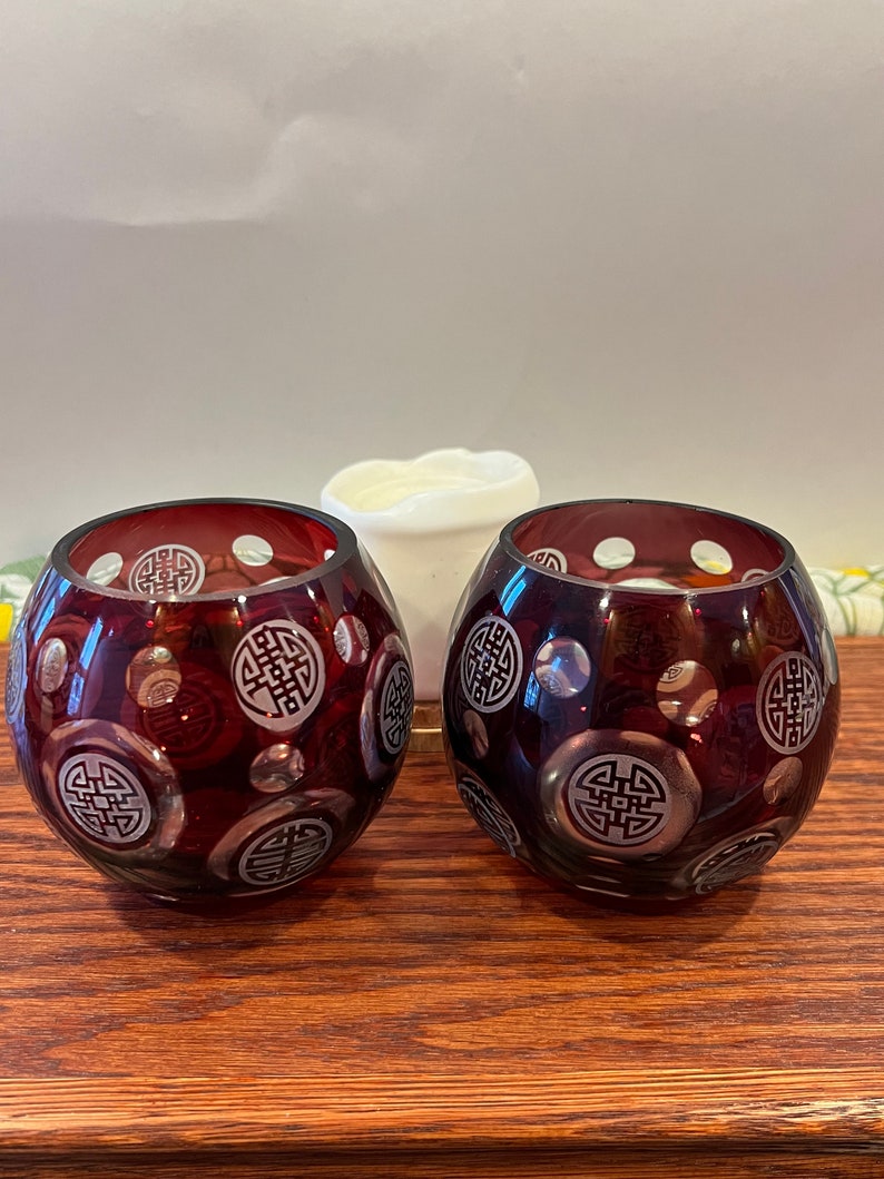 Glass Red Candle Holder