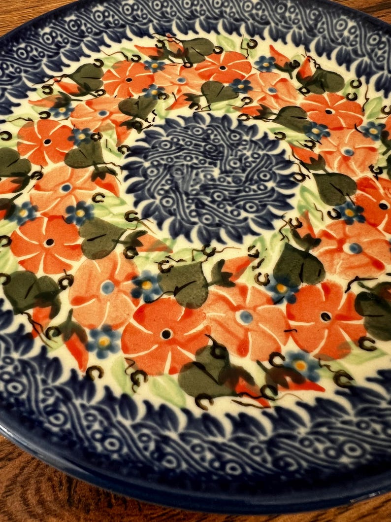 Hand Painted Vintage Polish Ceramic Plates by M.starzyk Colorful
