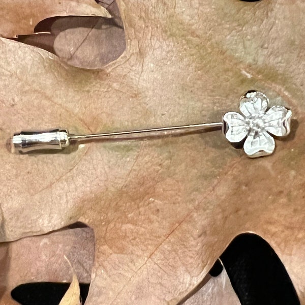 TRIFARI Crown Dogwood Stick Pin Vintage Signed Rare Find.