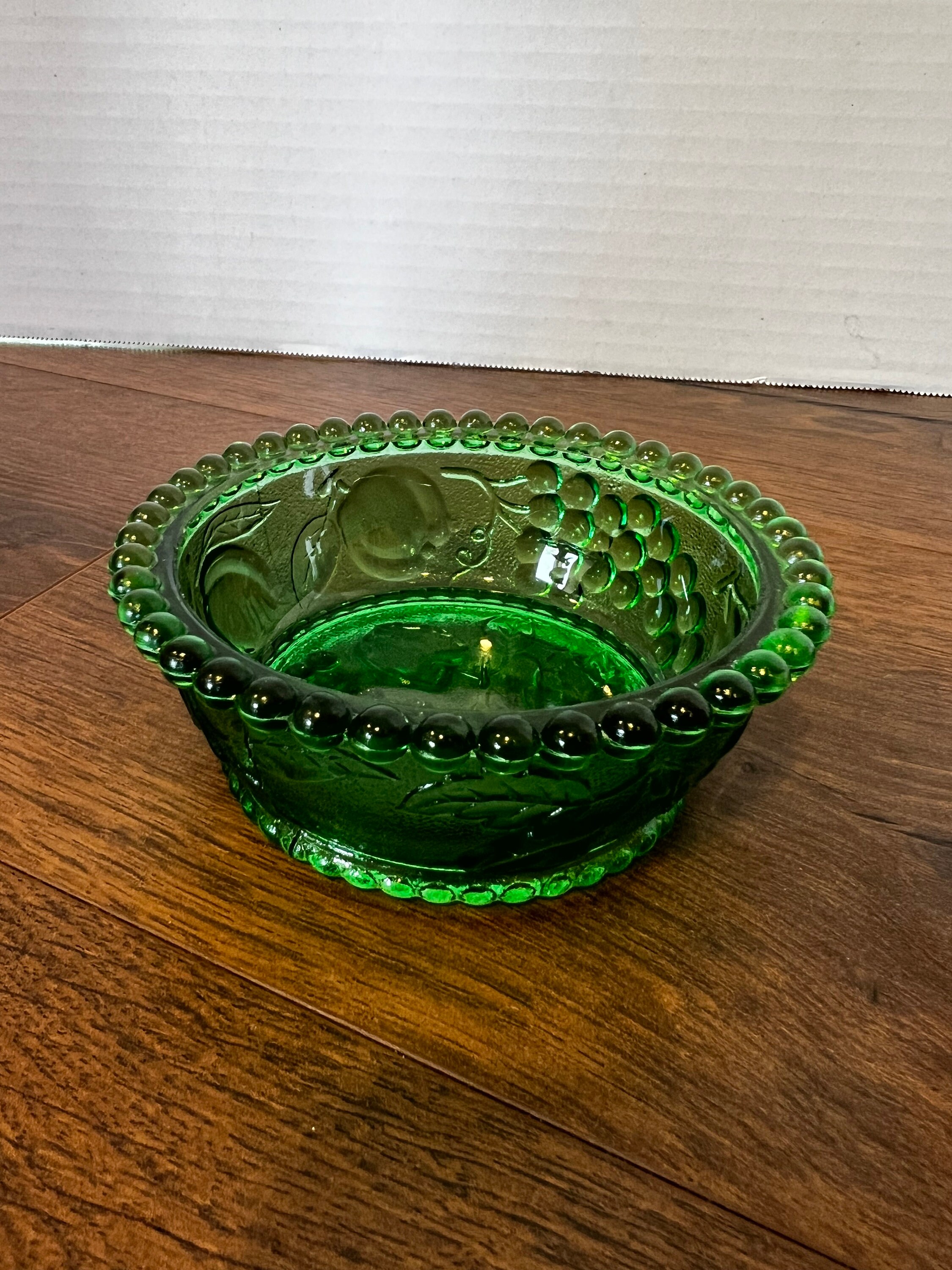 Dark Green Vintage Glass Bowl - Etsy
