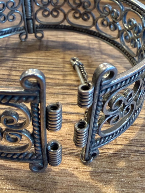 Sterling Silver Openwork Scroll Cuff Bracelet – I… - image 6