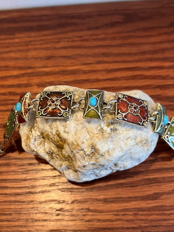 Liz Claiborne Vintage Bracelet Enamel & Rhinestone