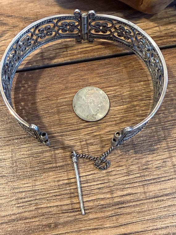 Sterling Silver Openwork Scroll Cuff Bracelet – I… - image 7