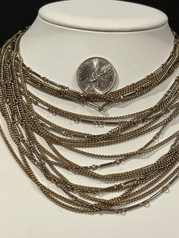 Vintage Coro Pegasus Necklace 7 Strand Silver & G… - image 5