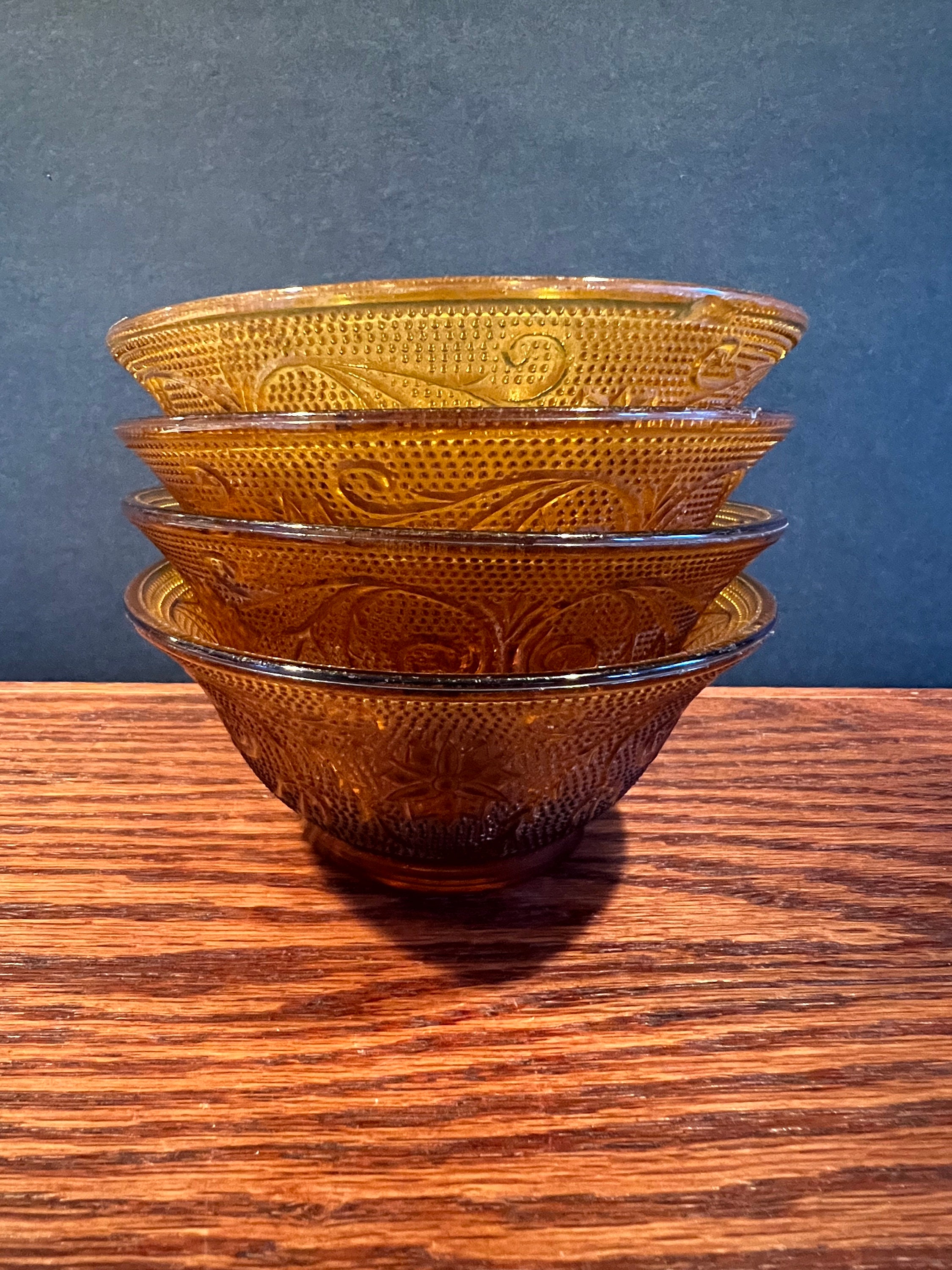 4 Vintage Bowls Tiara Sandwich Amber Indiana Glass Bowl Set Etsy