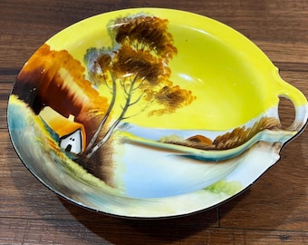 Vintage Noritake Hand-painted Lusterware Celery Dish – Lake Scene