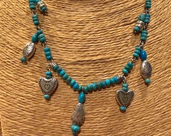 Brighton Collier coeurs argentés Brighton Southwest ton sur ton avec de faux accents de turquoise