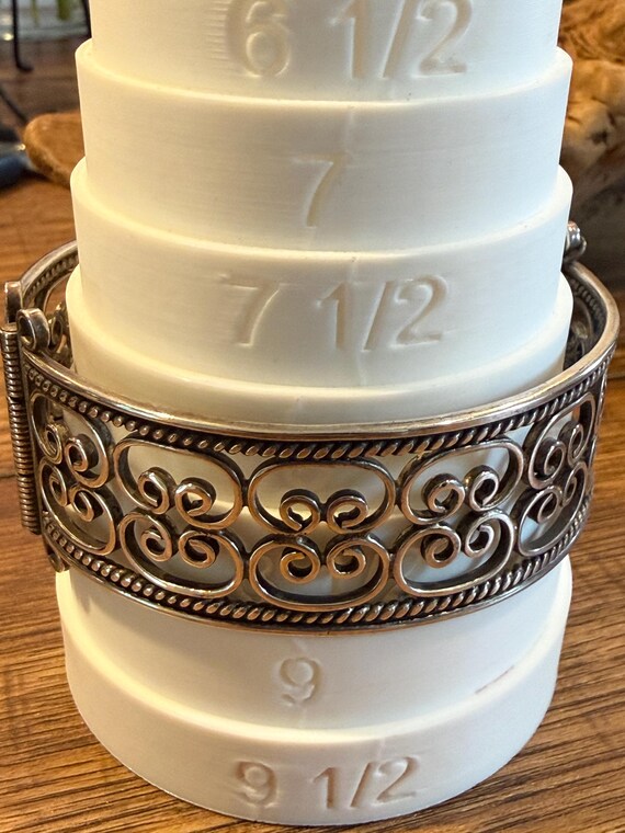 Sterling Silver Openwork Scroll Cuff Bracelet – I… - image 2