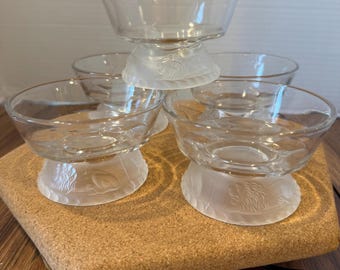 EAPG Gillinder & Son Lion Pattern Frosted Glass Berry Bowls | Antique 1877 Pressed Glass Set | Victorian Berry Dishes Set 5