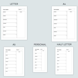 UNDATED WEEKLY Planner Printable - Week on One Page Digital Planner ...