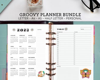 UNDATED PLANNER PRINTABLES Bundle in A5 and Personal size and more! Includes Monthly, Weekly, Daily Digital Planner Inserts 2023