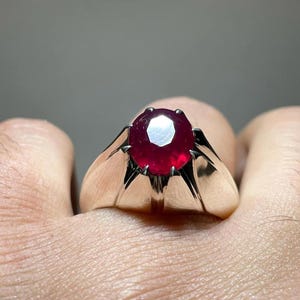 Handmade Ruby Sterling Silver Mens Ring, Yaqoot Ring