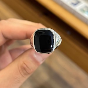 Schwarzer Achat Stein Ring Schöner Einzigartiger Design Ring Handgemachter Ring für Männer Achat Schwarz Akik Ring Handgemachter Aqeeq Edelstein Ring 925er Silber Ring