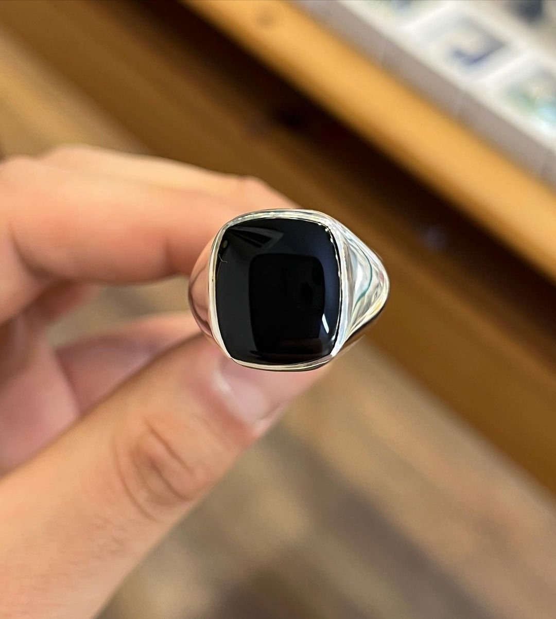 Black Agate Stone Ring Beautiful Unique Design Ring Handmade Ring For Men Agate Black Akik Ring Handmade Aqeeq Gemstone Ring 925 Silver Ring