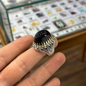 Handmade Natural Black Aqiq Evil Eye 925 Silver Ring |  Antique Engagement Wedding Gift For Anniversary | All SIZE Are Available Best Ring