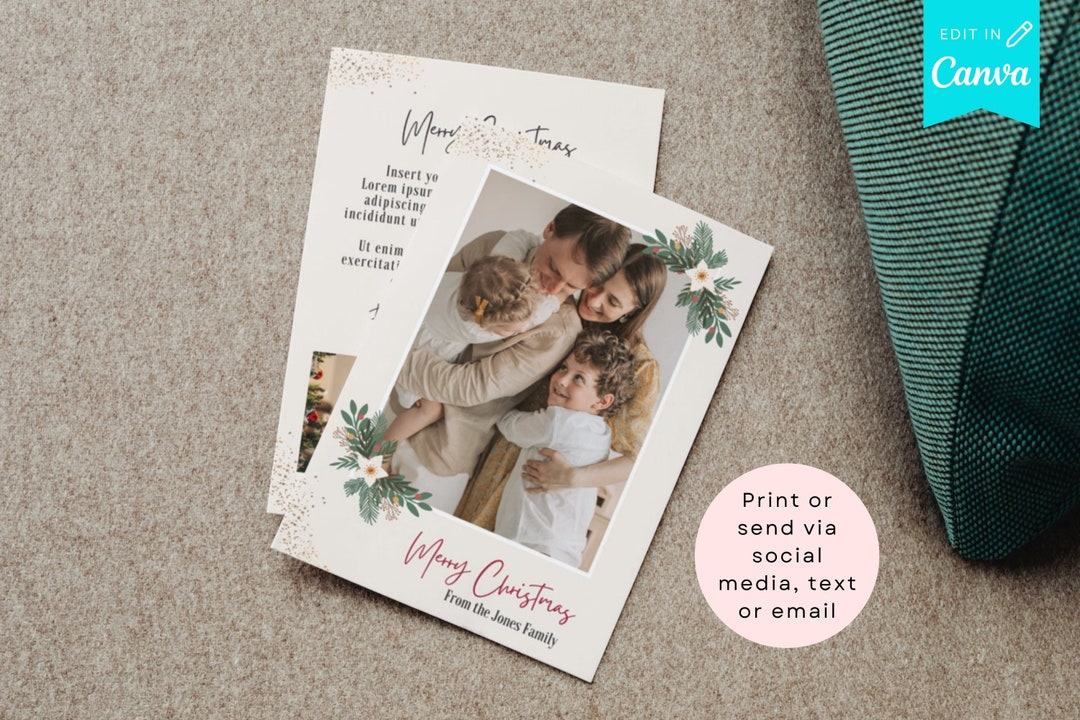 Christmas Photo Card Template Christmas Card Template 5x7 Etsy