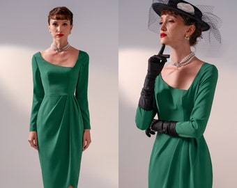Emerald Green Swing Dress: Emma Stone Inspired 60s Retro Style, Custom Made - Etsy Emerald Green Swing Dress: Emma Stone Inspired 60s Retro Style, Custom Made - Etsy