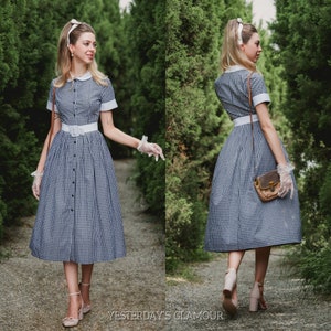 Susan Shirtwaist Checks Dress - 1950s Inspired Shirt Dress