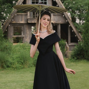 Richelle Off-Shoulder Cape Dress - Custom Made Swing Dress For Women