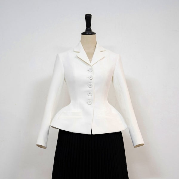 Dorien Notched Collar Peplum Jacket - Jacket Only - 1940s 1950s Authentic Vintage Replica - Retro Womenswear