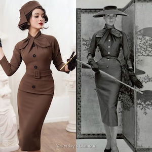 Vintage Hollywood Glam Dorothy Dress With Bow Tie neck and Button Front Timeless Elegance Etsy