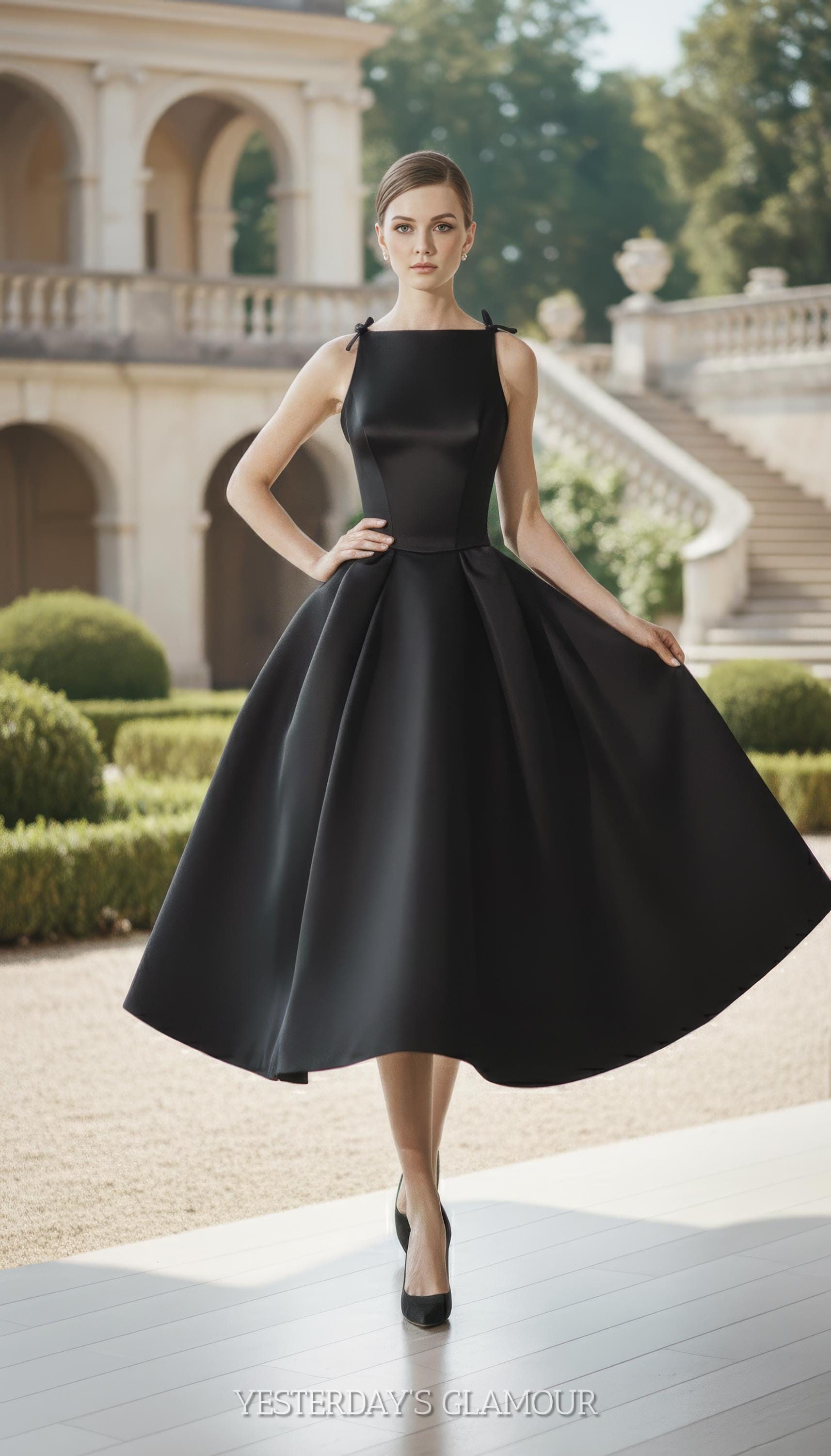audrey hepburn style formal dresses Audrey Hepburn Inspired Black Taffeta Gown | Old Hollywood Evening Look |  Custom Made Formalwear