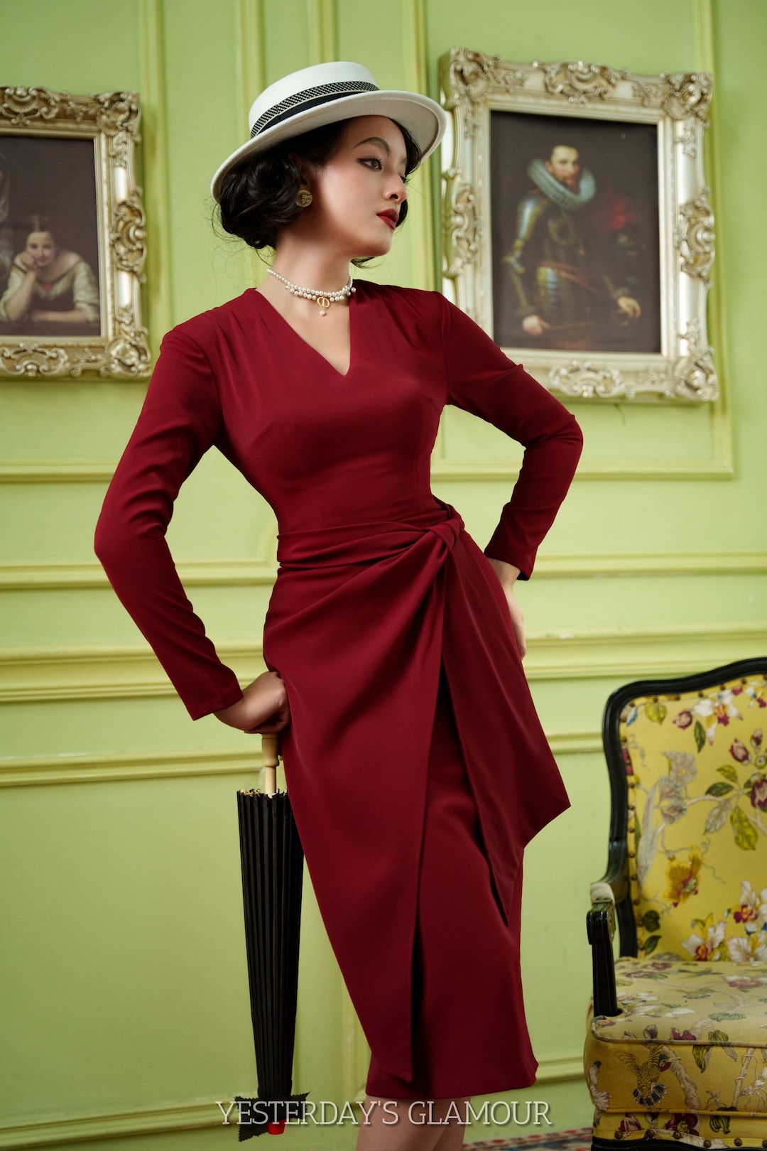 ワンピース Ameri VINTAGE TRICOT TIE SET DRESS Ameri（アメリ）の「TRICOT TIE SET DRESS（ワンピース）」 - WEAR