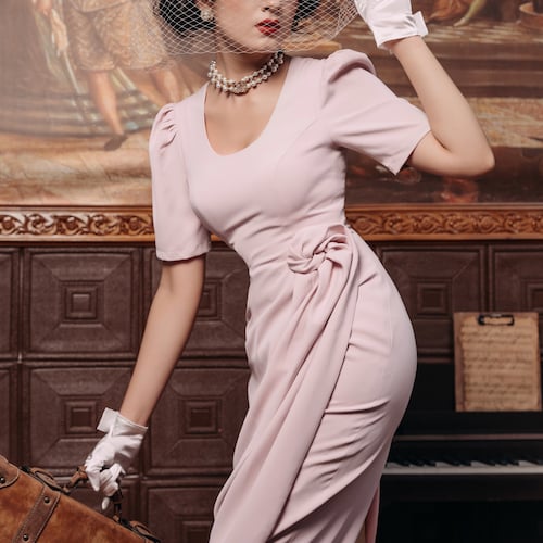 pink vesper dress Vesper Margiela Pink Jacquard Midaxi Dress  She Selected