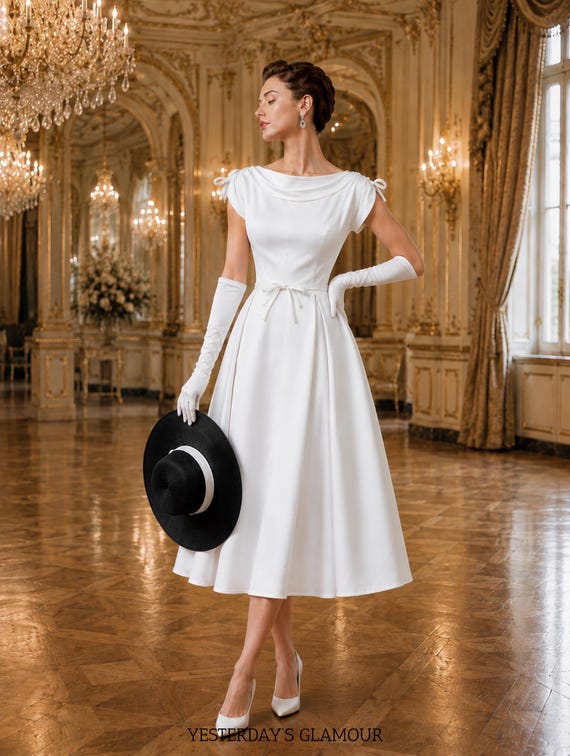 brown dress and white heels Twill Midi | Draped Neckline | Old Hollywood Bridal Gown 5’10 Tops shopneighbour Mattel Barbie Basics Model Color::#24-Banana