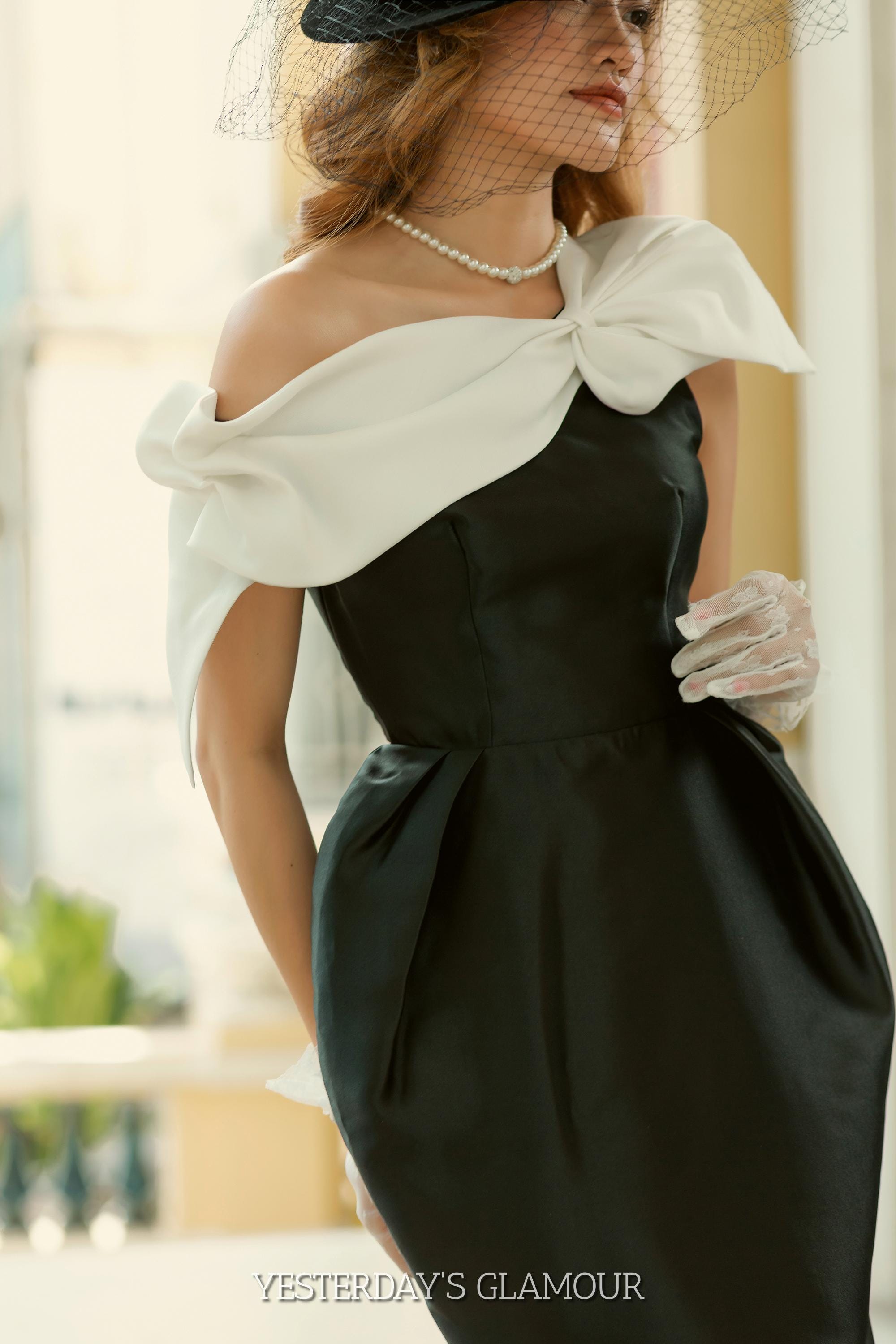 black formal dress with white bow Kylie Bow Mini Dress • Shop American Threads Women's Trendy Online Boutique Black/White / M main image 1