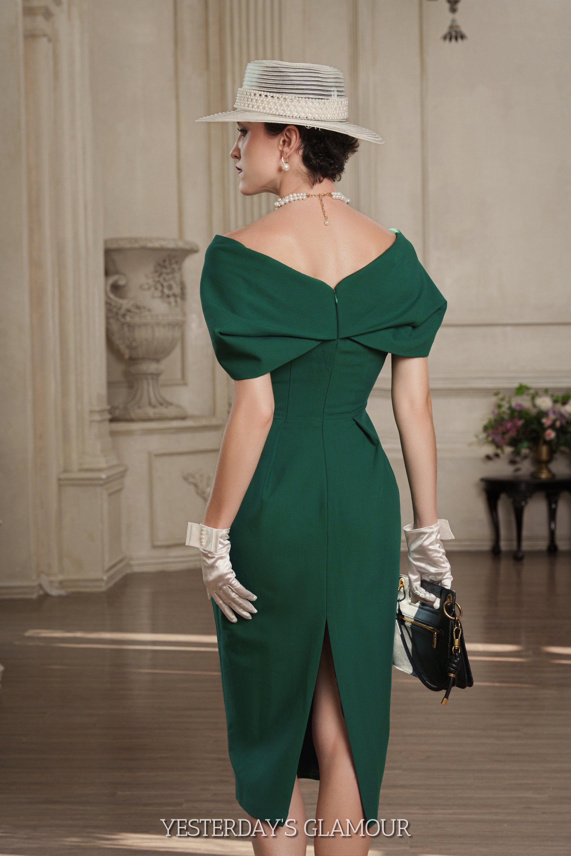 Poppy Off-the-shoulder Cape Sleeves Pencil Dress - Elegant