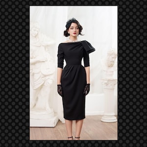 Dovi Straight Bow Tie Boat Neck Dress - Custom Made All Sizes 40s 50s