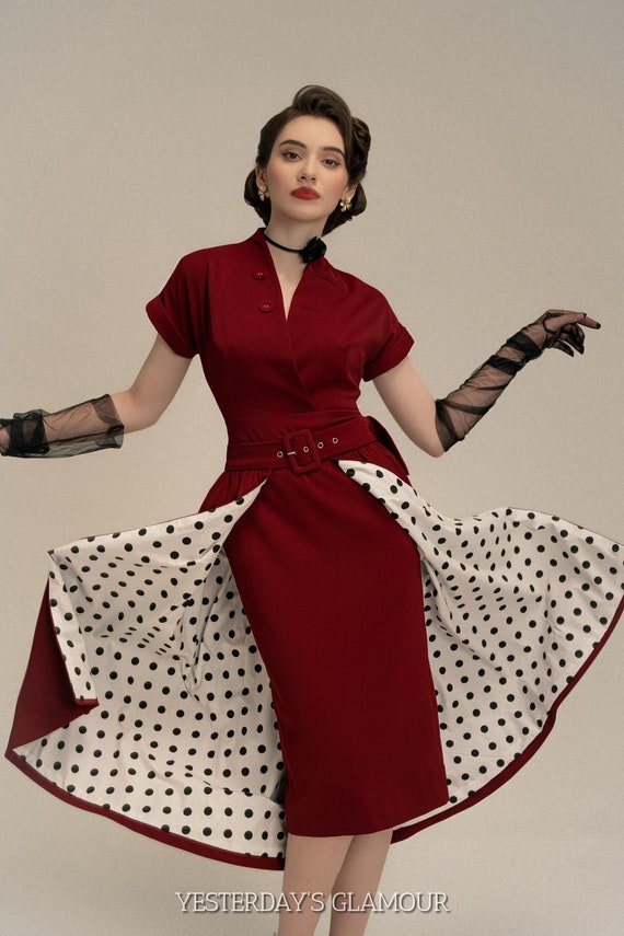 black and red polka dot mini dress Women's Red Print Hayley Mini Dress Red Polka Dot in Size XL by Outcast main image 1