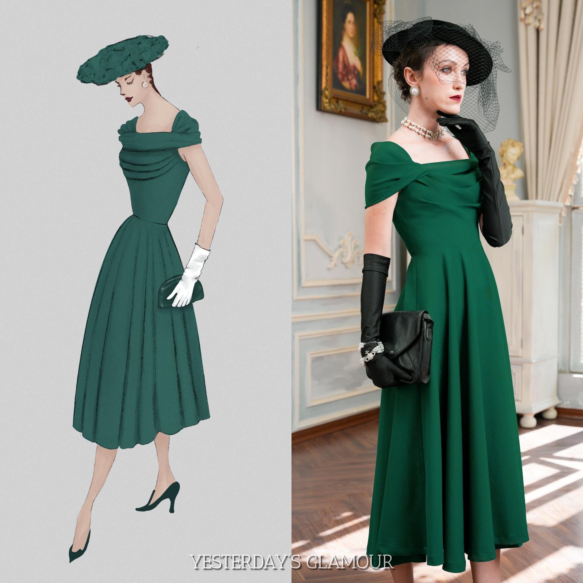 Vintage Style A-line Dress – Elegant Twill Swing Dress - Etsy