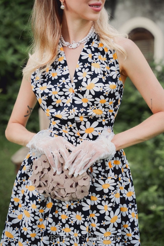 Audrey Floral Halter Swing Dress - Made to Order Custom Made