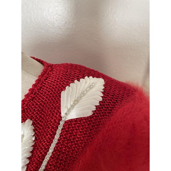 Vintage Red Angora Sweater Balloon Sleeves And Shoulder Pads View 3