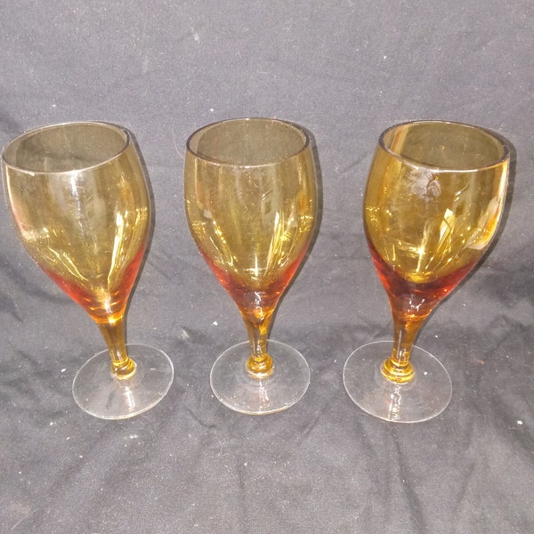 Amber Wine Glasses Etsy