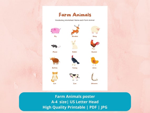 Buy Printable Farm Animals Poster Farm Animals Chart Farm Online in India - Etsy Buy Printable Farm Animals Poster Farm Animals Chart Farm Online in India - Etsy