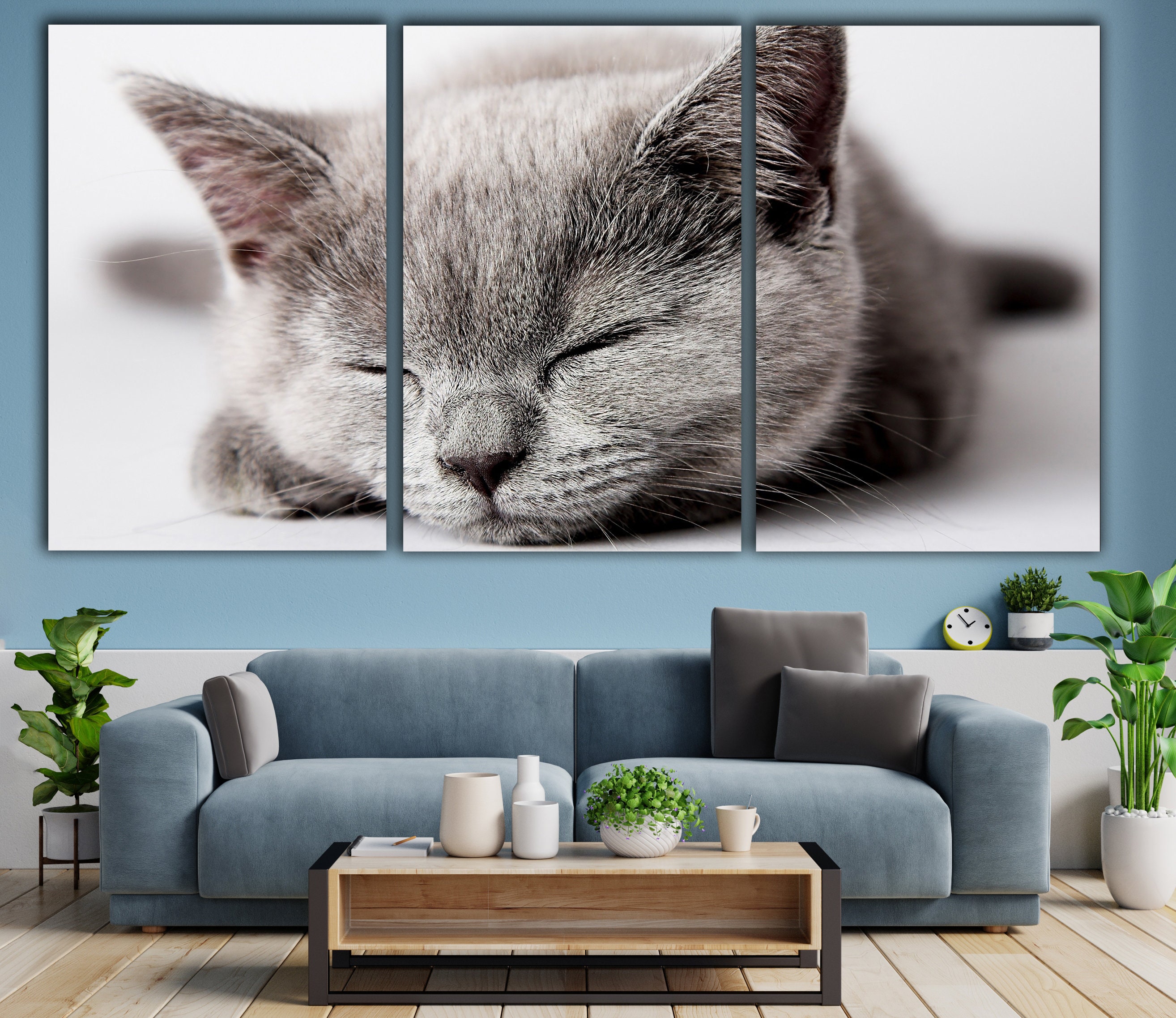 Kitten Wall Decor Huge Canvas Luxury Livingroom Wall Art Etsy