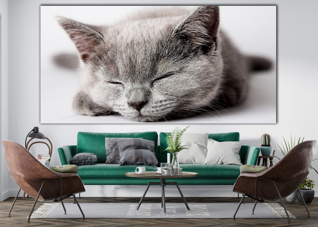 Kitten Wall Decor Huge Canvas Luxury Livingroom Wall Art Etsy